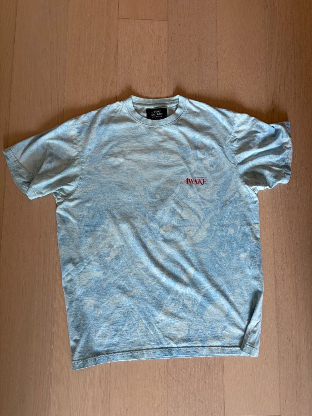 Awake Vintage Light Blue Tiedye Mens Tshirt with back graphic